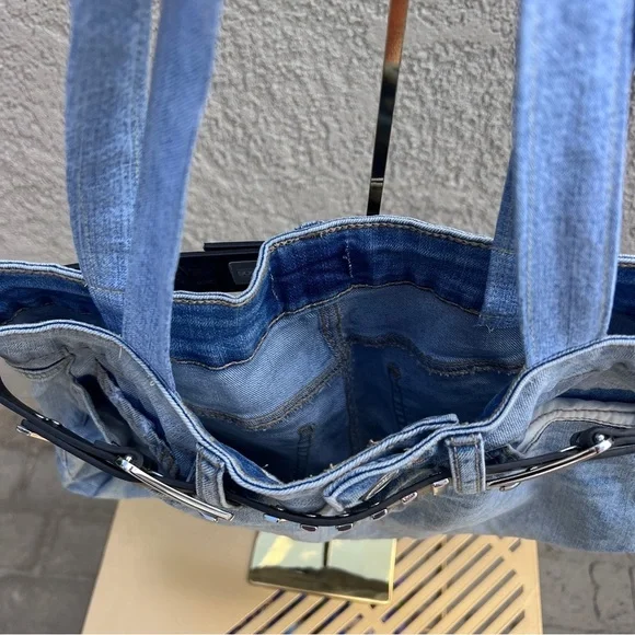UPCYCLED DENIM BAG / The Bella Belted Shopper